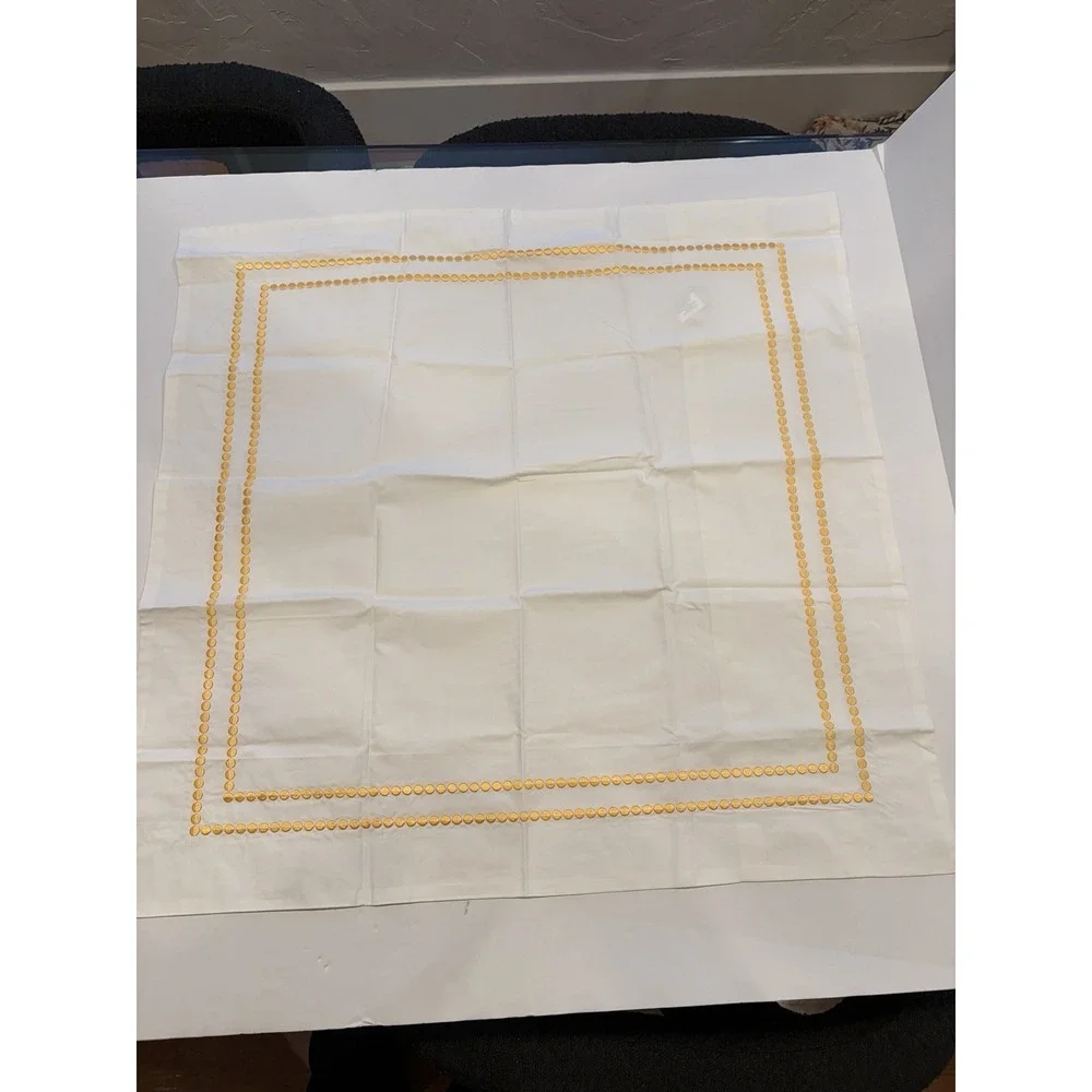 Potterybarn Gold Embroidered Pearls On White Euro Sham EUC 26x26 Cotton